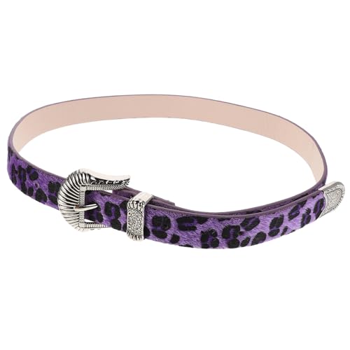 JOYOFREELY Cinturón Ancho Vintage para Mujer Estampado de Leopardo y Hebilla Estilo Western, Material de Imitación Pelo de Caballo y Aleación de Zinc, Ajustable y Cómodo para Uso Diario