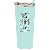 SassyCups Best Mimi Ever Tumbler | 22 Ounce Engraved Mint Stainless Steel Insulated Tumbler with Lid and Straw | Mimi Tumbler | New Mimi | Mimi To Be | Mimi Grandma Presents | For Mimi Birthday