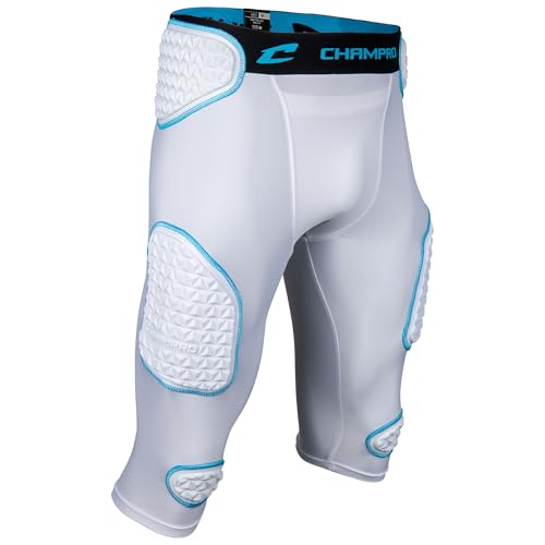 Champro Boys' Bull Rush 7-Pad Girdle, Medium, White, Optic Blue