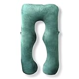 HUGMIN® ハグミン 抱き枕 だきまくら【ズムサタで紹介ｘなえなのさん大絶賛】【体圧分散ｘあらゆる寝姿勢に対応】全身を包み込む抱き枕【高さ調整可ｘ上質な肌触り】 授乳クッション【シングルベットで使えるｘ妊婦さんにもお勧め】【寝返りスムーズｘ高級ベロア生地ｘ洗えて清潔】【高級ギフトパッケージ付ｘ補充綿600g付】125×72cm, グリーン