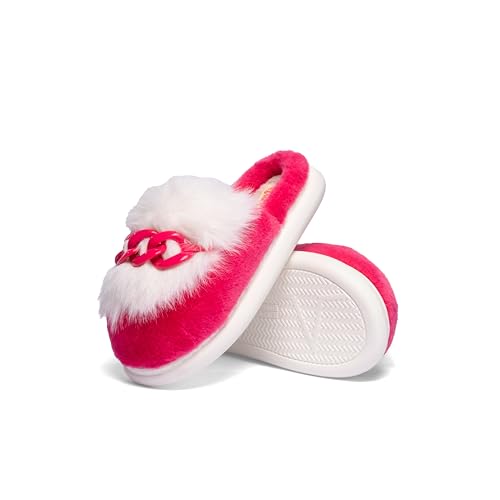 Cloeh | Cozy Women's Slippers with Plush Anti-Shed Fur, Non-Slip Thick EVA Sole, Lightweight Indoor Outdoor House Shoes, Stylish Pull-On Footwear, Gifts for Women & Teens