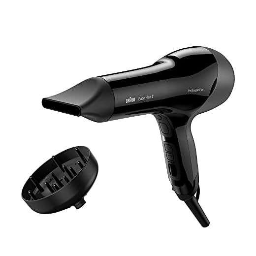 Braun Satin Hair 7 SensoDryer Haartrockner, professioneller Föhn mit Thermosensor, IonTec und Diffusor, HD785, schwarz