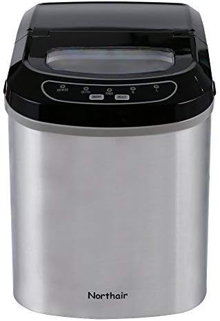 Northair Stainless Steel Portable Countertop Ice Maker with Ice Scoop and Basket 26 lb. Daily Capacity - Silver