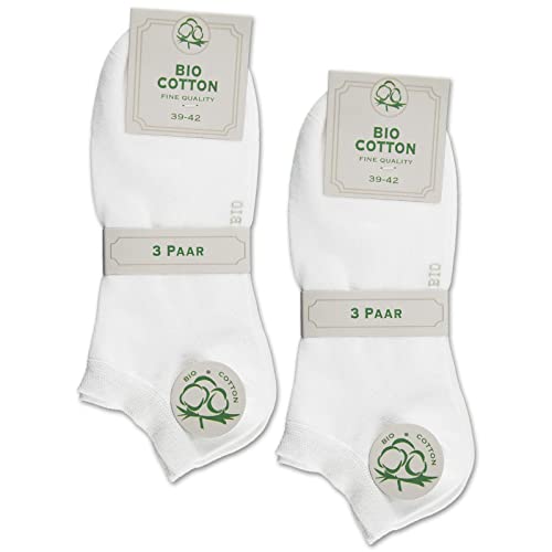 6 Paar Sneaker Socken Bio Baumwolle Damen Herren ohne Naht mit Komfortbund WP (Weiß 39-42) 6 Paar Sneaker Socken Bio Baumwolle Damen Herren ohne Naht mit Komfortbund WP (Weiß 39-42)