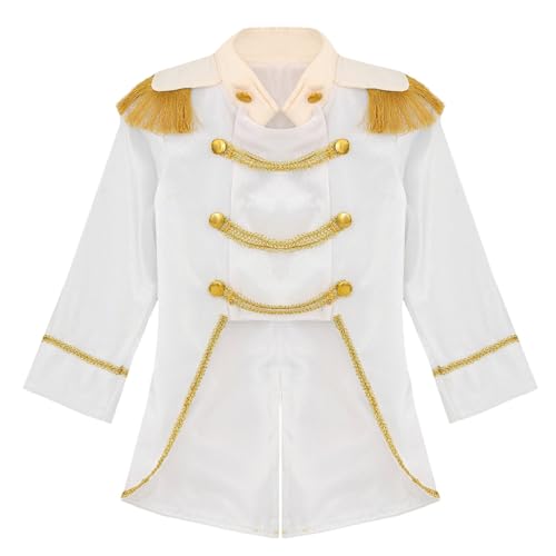 Choomomo Boys Royal Prince Tailcoat Kids Medieval Renaissance Long Sleeve Golden Trim Tuxedo Jacket