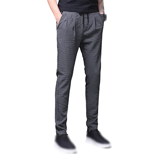 Pantalon d'été pour homme Roquorl gris foncé en soie glacée