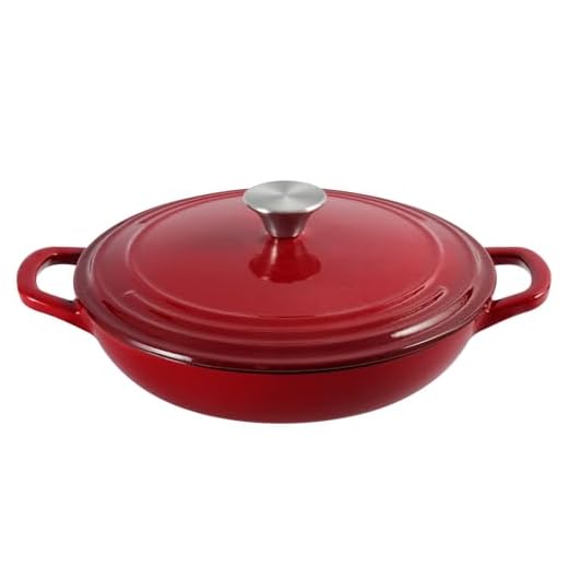 Brasier esmaltado raso 3 qt vermelho