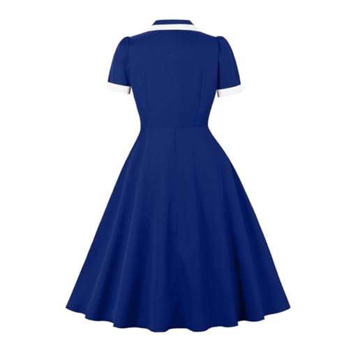 Wellwits Women's Color Block Pocket Office Work Vintage Midi Blazer Dress2