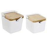 Cucharita incluido D,casa - Salero y azucarero de Cocina Basic con Tapa Madera, cucharitas Incluido