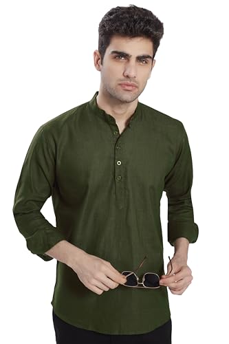 Image of DIVISIVE Men's Slim Fit Full Sleeves Cotton Short Kurta