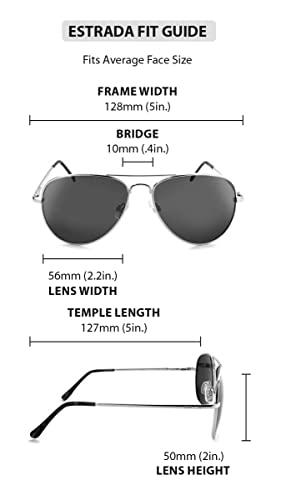 Optic Nerve - 2022 Premium & Affordable Polarized Aviator Sunglasses For Men/Women, Estrada Edition With Shiny Silver Frame/Smoke/Blue Mirror Lens #TOP4