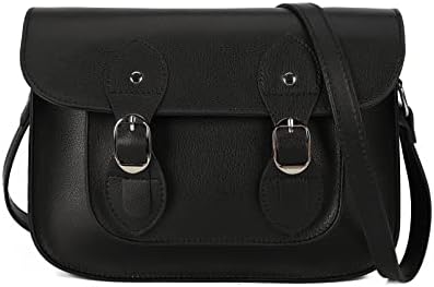 AFKOMST London Messenger Bag for Women Faux Leather Shoulder Bag Classic Cambridge Cross-body Bag Satchel for Shopping Travelling Working