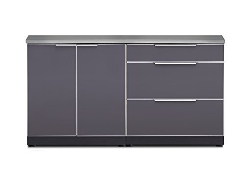NewAge Products Aluminum 3 Piece with Covers Cabinet Outdoor Kitchen Set, 65310