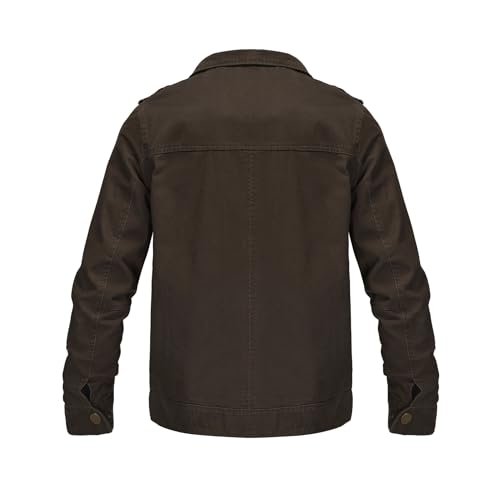 Image of Mens Casual Washed Cotton Military Jacket Warm Canvas Windbreaker