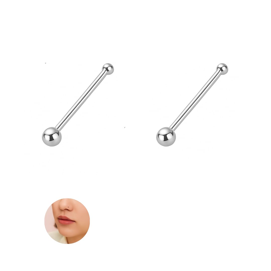 Set of 2 Tiny Sterling Silver & Gold Plated Nose Studs, Tiny Ball Nose Bone Piercing Jewellery, 21G/22G/24G Nose Pin 1mm 1.5mm 2mm, Hypoallergenic Minimalist Nostril Piercing Gift Box
