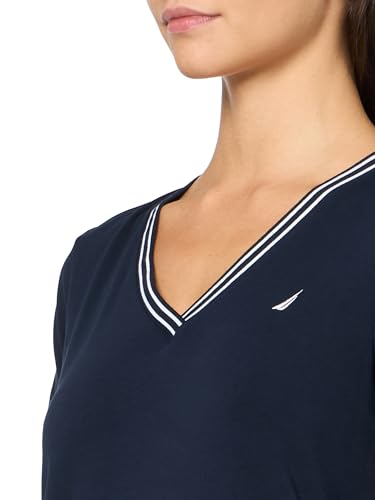 Image of Nautica Women's Solid V-Neck Short Sleeve T-Shirt Shirt