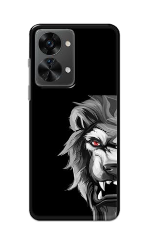 Image of PRINTFIDAA Printed Hard Back Cover Case for OnePlus Nord 2T 5G Back Cover (Angry Lion) -112