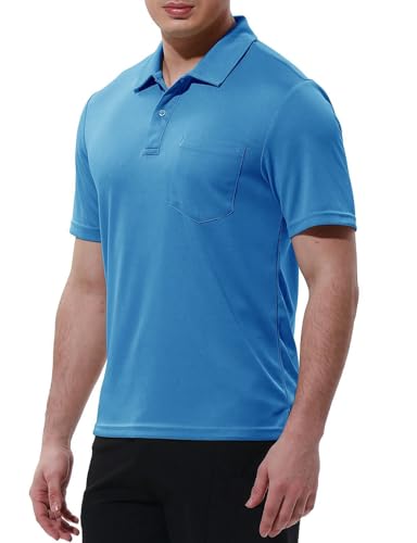 Image of Rdruko Men's Polo Shirts Short Sleeve Quick Dry Outdoor Golf Sports Shirts with Pocket