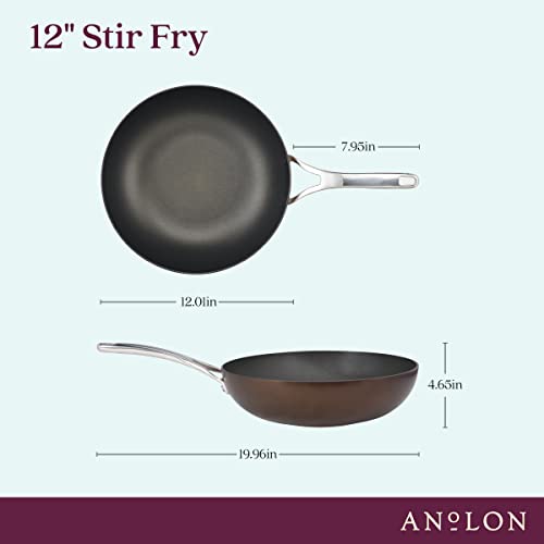 Anolon Nouvelle Copper Hard Anodized Nonstick Wok/Stir Fry Pan/Wok Pan - 12 Inch, Sable Brown #TOP1