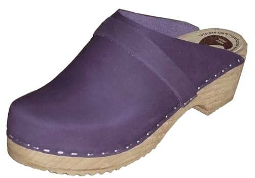 Sabots femme nubuck lila chaussure bois hêtre confortable taille 41.5