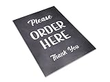 Panneau « Please Order Here » - Pour café, à emporter, café, sandwich, comptoir, format A4 (adhésif noir)