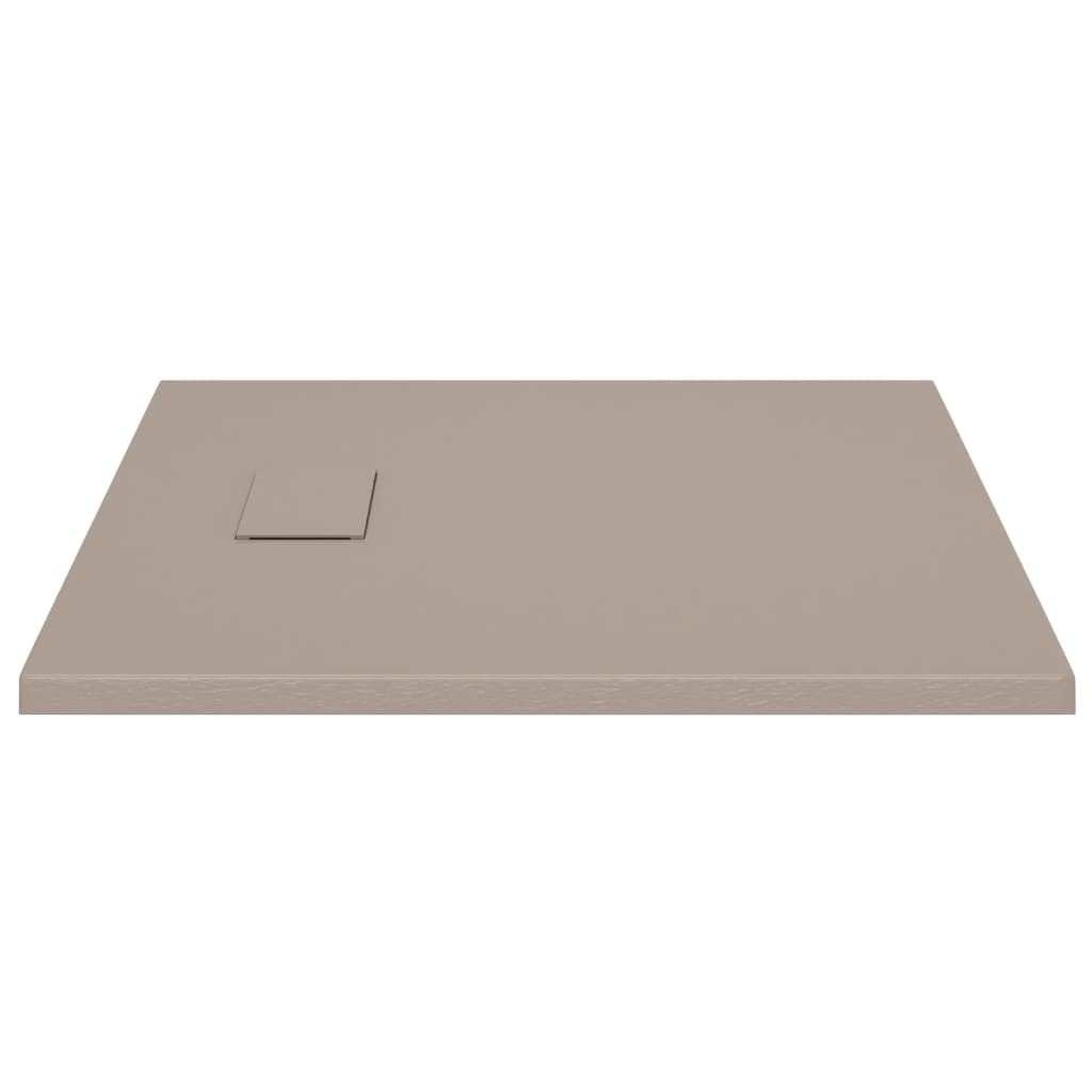 Piatto doccia 90 x 90 cm, marrone, piatto doccia piatto in robusto materiale composito SMC, struttura in ardesia antiscivolo, piatto doccia per bagno, altezza 2,6 cm