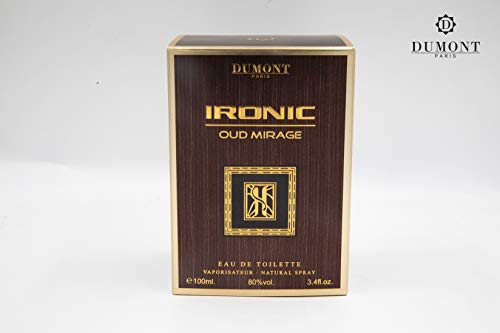 Dumont Ironic Oud Mirage Pour Homme (3.4 Fl. Oz) Eau De Perfum – Perfume Body Spray For Men, Boys, Him - Long Lasting Cologne With Tobacco, Leather, Grapefruit, Woodsy Masculine Scent #TOP7