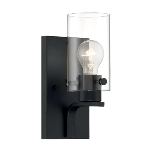 Image of Nuvo 60 /7271 Sommerset 1-Light Vanity Fixture with Clear Glass - Matte Black Finish