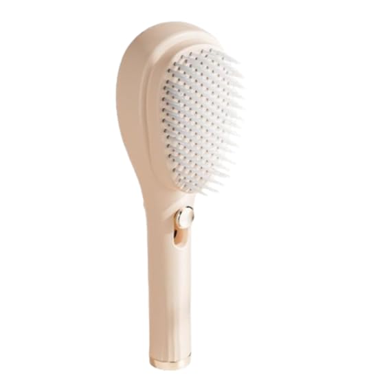 Image of Anti Static Massage Comb One-Click Cleaning hair Comb and Brush, Massage Comb, Scalp Cleansing, hair Combs for Women and Men, Portable Telescopic Massage Comb (CREAM)