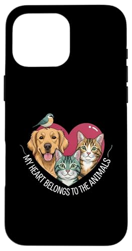 My Heart Belongs To The Animals Dog Cat Bird Pet Lover �X�}�z�P�[�X iPhone 16 Pro Max �p
