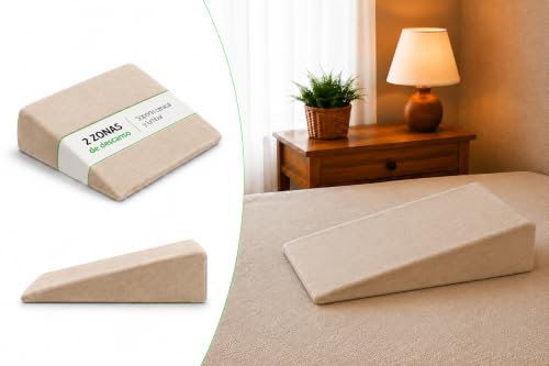 Comfort Sleep | Cojín Cuña Antirreflujo 60x38x9 cm Almohada pequeña Debajo o Encima Colchón 60x120 – Almohada Cuña Beige Descanso Incorporado Funda Desenfundable Extrasuave