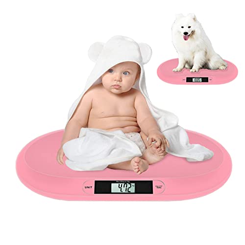 Qulable Digital Baby Scale with Tape Measure 44 lb pet Scale LCD Electronic Precise Newborn Scale for Infant Toddler Wiggly Baby auto-Off Tare Function Overload and Low Battery Prompt KG/LB/OZ