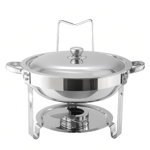 SAYEYBU Juego De Bufé, Calentador De Alimentos Redondo De 4,5 L, Calentadores De Alimentos De Acero Inoxidable, para Fiestas, Navidad, Eventos, Bodas Y Cenas,01,1PCS