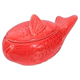 LIGIGWASH Fischförmige Keramik Soßenschale Gewürzschale mit Deckel Japanisches Geschirr für Öl Essig Beilagen Rutschfester Boden Leicht zu Reinigen für Zuhause Restaurant