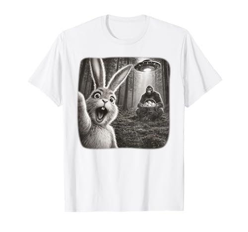 Funny Rabbit Bunny Selfie with Bigfoot Easter Sunday T-Shirt