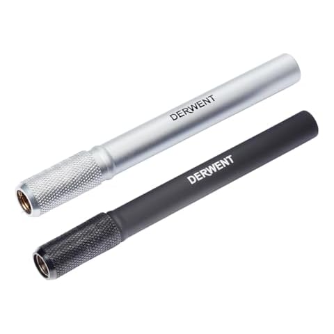 Derwent Pencil Extender Set, Silver and Black, for Pencils up to 8mm, (2300124) Cover
