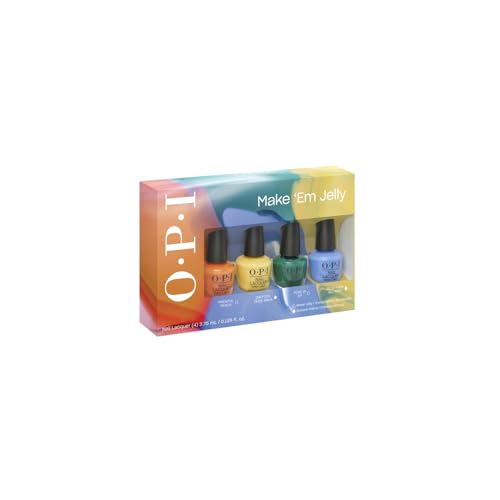 OPI Nail Lacquer Collezione Make 'Em Jelly - Summer '25 Nail Lacquer 4PC Mini-Pack, Smalto per Unghie - resistente alle sbeccature e a lunga durata (4x15ml)