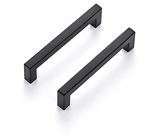 Image of Ravinte 32 Pack 5 Inch Kitchen Square Cabinet Handles Matte Black Pulls Black Drawer Pulls Kitchen Cabinet Hardware Handles
