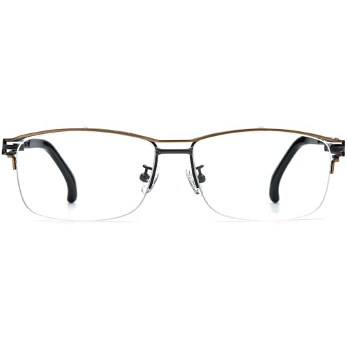 Image of FONEX Pure Titanium Glasses Frame Men Semi Rimless Square Eyeglasses Eyewear DTX416