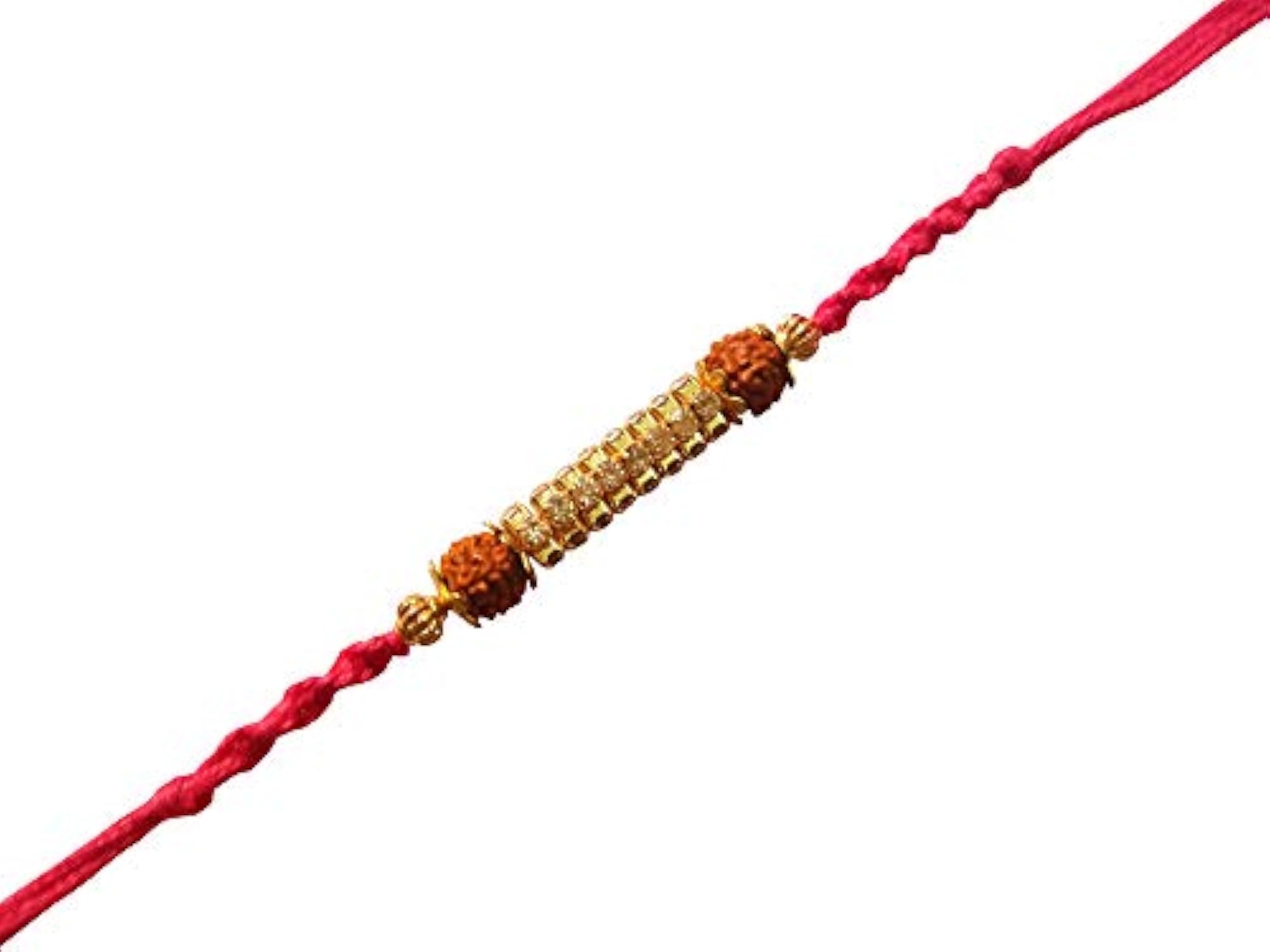 Diamond Studded Designer Rudraksh Rakhi for Brother