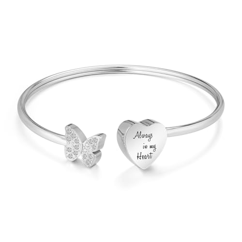 Abooxiu Cremation Jewelry Urn Bracelet for Ashes - Heart Ashes Keepsake Memorial Bangle for Women & Men - Always in my Heart