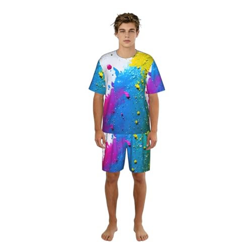 Pijama de dos piezas para hombre que elimina el calor nocturno con suavidad y pantalones cortos