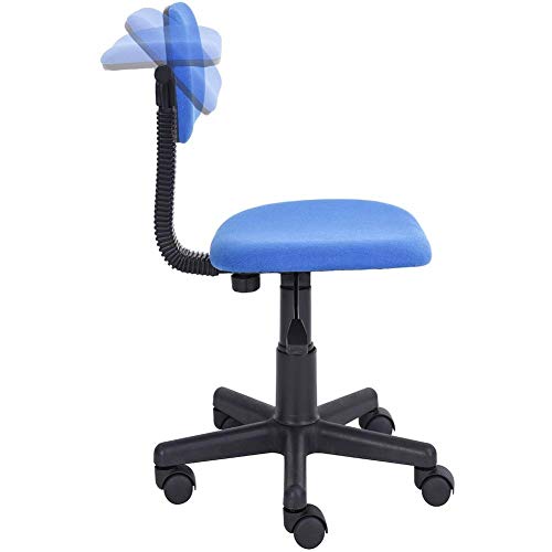 Sedia Poltrona Poltroncina Operativa con 5 Ruote Piroiettanti Ufficio Cameretta Stanzetta in Tessuto Nero Regolabile con Schienale Imbottito (Blu) - Sedia gaming - Immagine 4