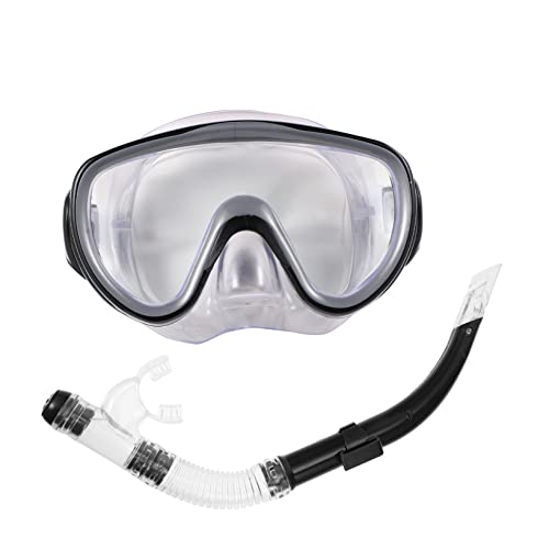 ifundom 1Set Professional Snorkeling Gear Set for Adults Dry Snorkel Tube Wide Angle Tempered Mask Fog Leak Design for Snorkeling and Diving Adventures