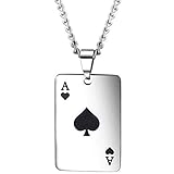 Jude Jewelers Stainless Steel Lukcy Poker Ace Spade Games Cocktail Part Biker Pendant Necklace (Black)