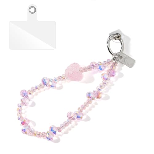 Dragonne de téléphone QIUTIMIY en perles de cristal pour femme avec sa languette d'attache noire