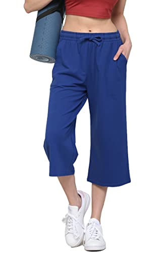 Image of Lock and Love Womens Capri Pants Loose Yoga Pants Wide Leg Drawstring Comfy Lounge Pajama Capris Sweatpants with Pockets