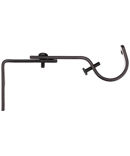 Amazon Basics Sturdy Adjustable Curtain Rod Wall Bracket Hooks, Set of 2, Dark Bronze (Espresso) (Pack of 2) view 4