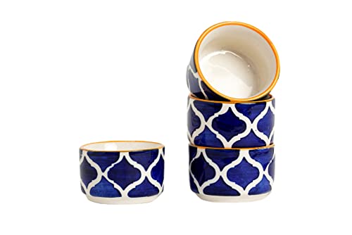 Image of Handpainted Moroccan /Umrao Pattern Ceramic Dip Bowl Set (40 ML, Small, Set of 6)