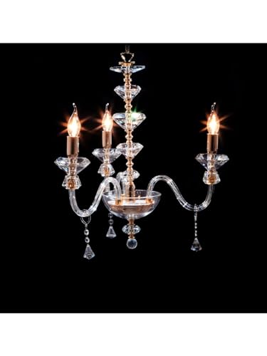 Lustre classique en cristal doré à 3 lumières pour salon et chambre